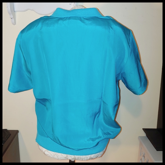 Teal Polyester Blouse - Picture 3 of 4